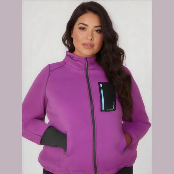 Ulla Popken Jackets & Blazers - Ulla Popken Hyprar Pink Knit Zip Pockets Hooded Activewear Jacket Plus 28/30